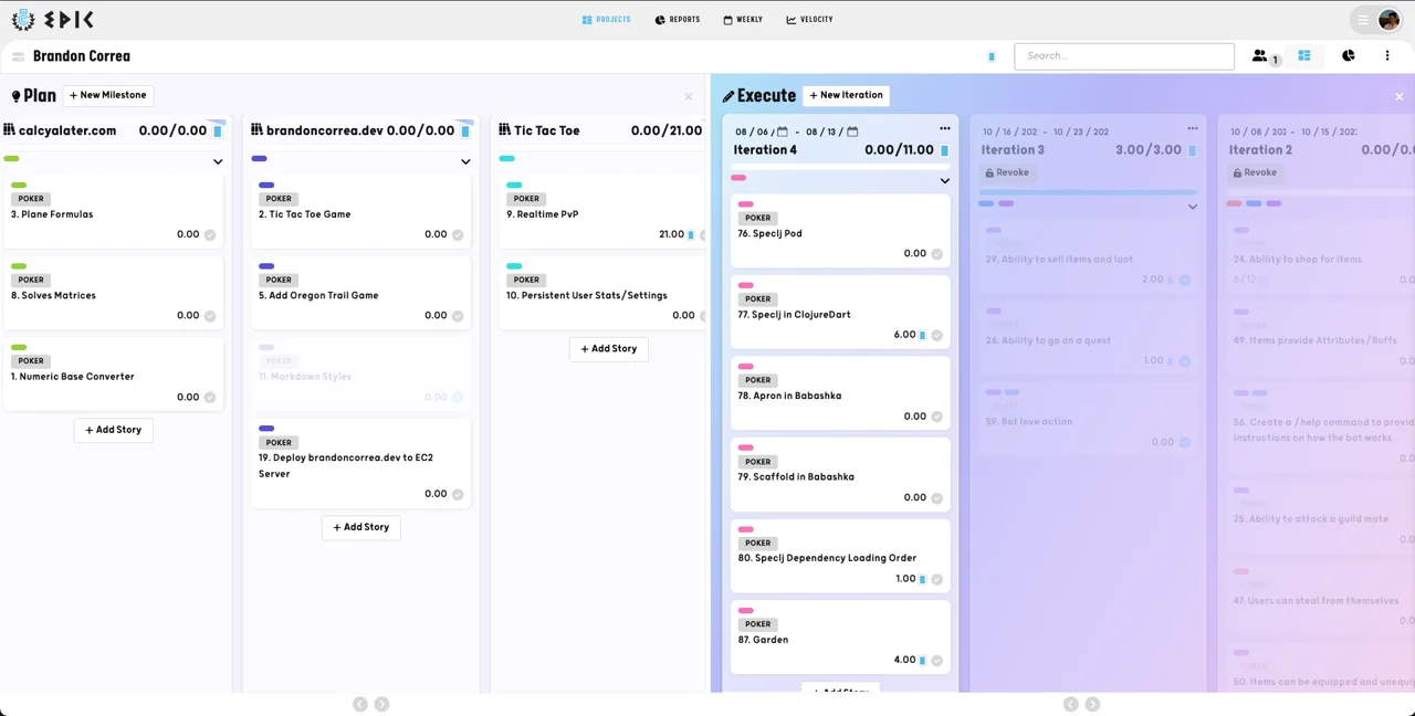 Epic Milestones and Iterations